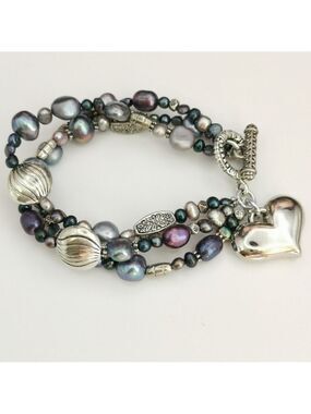 Peacock Grey freshwater pearl Bracelet 🆕